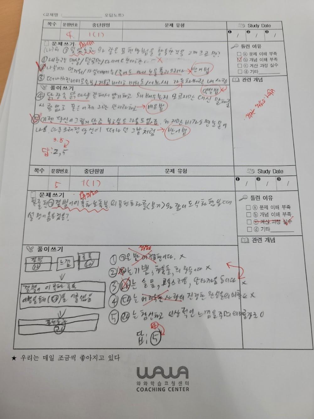 당산동 와와학습코칭 당산점 여름방학 학습 현장
